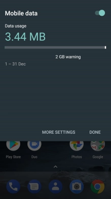 Press the indicator next to 'Mobile data' to turn the function on or off.