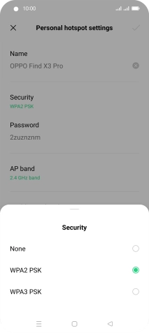Press WPA3 PSK to password protect your WiFi hotspot.