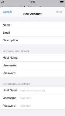 Press Host Name and key in the name of your email provider's outgoing server.