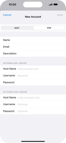 Press Host Name and key in the name of your email provider's incoming server.