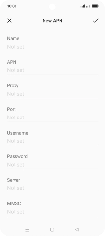 Press the field below 'Name' and key in O2 UK MMS.