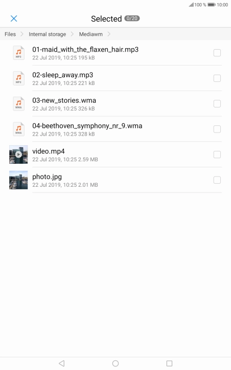 Press the required file. Press the required file.