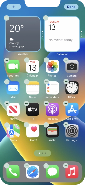 Press the home screen page icon.