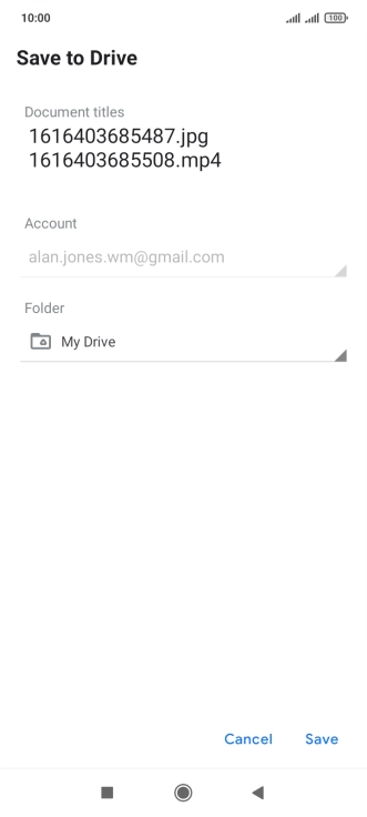 Press the field below 'Folder'.