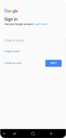 If you don't have a Google account, press Create account and follow the instructions on the screen to create an account.