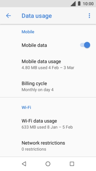 Press Mobile data usage.