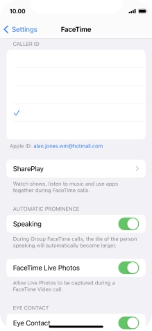 Press the required setting below 'CALLER ID'.