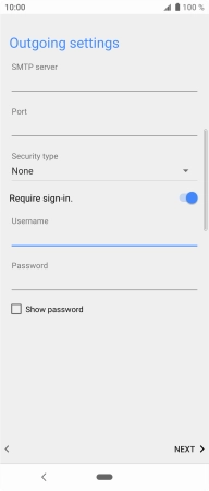 Press the field below 'Password' and key in the password of your email provider's outgoing server.