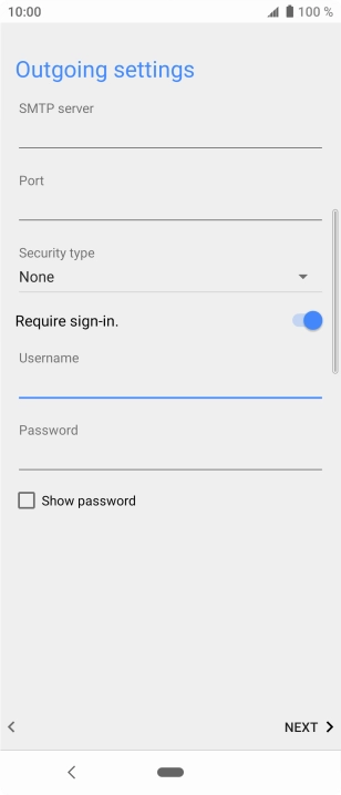Press the field below 'Password' and key in the password of your email provider's outgoing server.