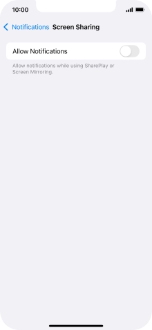 Press the indicator next to 'Allow Notifications' to turn the function on or off.