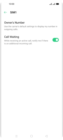 Press the indicator next to 'Call Waiting' to turn the function on or off.