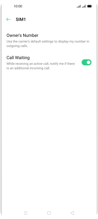 Press the indicator next to 'Call Waiting' to turn the function on or off.