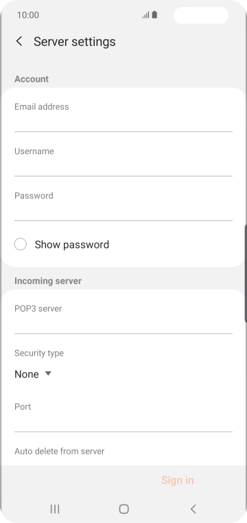 Press the field below 'Username' and key in the username for your email account.