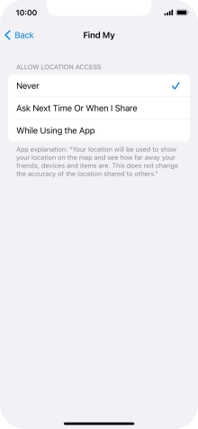 Press the required setting to turn the function on or off.