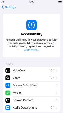Press the required category below 'VISION' and follow the instructions on the screen to select the required settings.