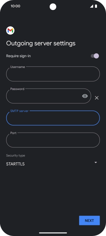 Press the field below 'Port' and key in 587.