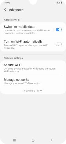 Press the indicator next to 'Switch to mobile data' to turn the function on or off.