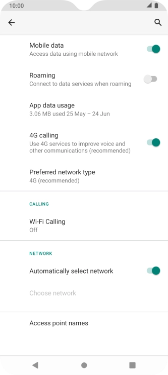 Press the indicator next to 'Automatically select network' to turn off the function and wait while your phone searches for networks.