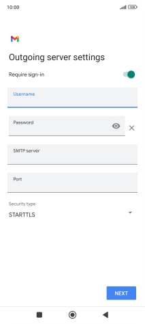 Press the field below 'Password' and key in the password of your email provider's outgoing server.