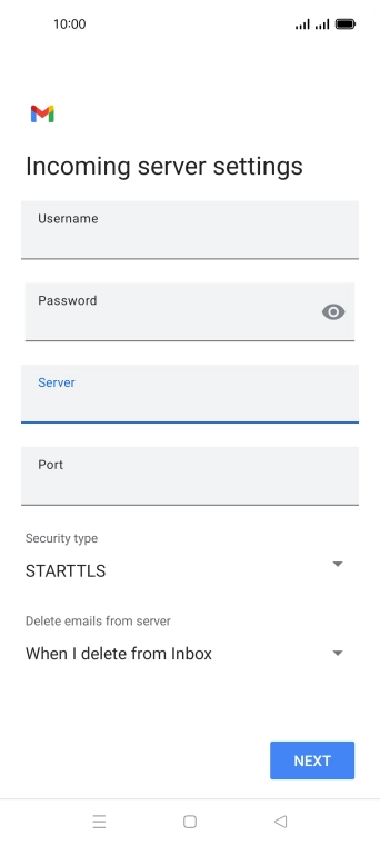 Press the field below 'Port' and key in 110.