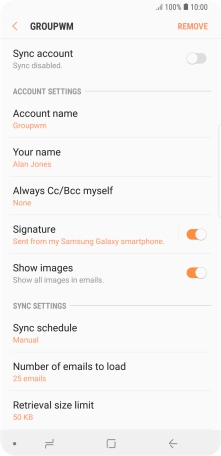 Press the indicator next to 'Sync account' to turn on the function.