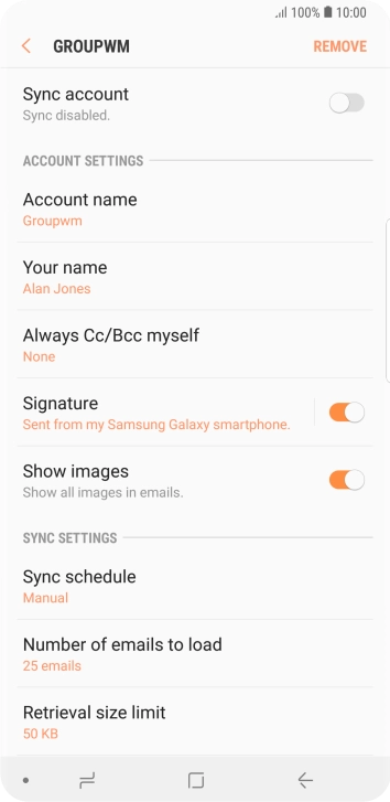 Press the indicator next to 'Sync account' to turn on the function.