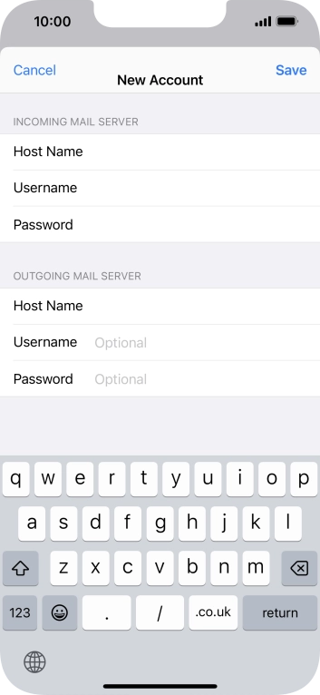 Press Username and key in the username for your email account.