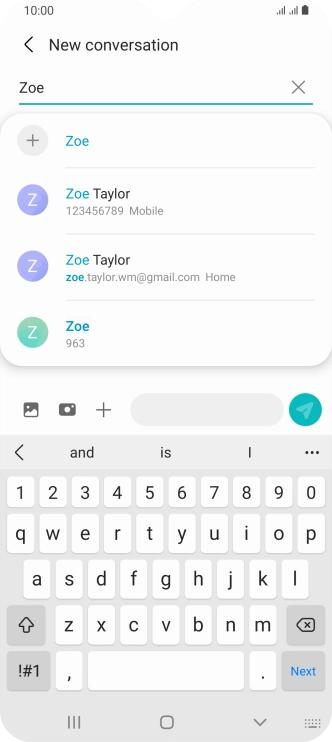 Press the required contact. Press the required contact.
