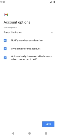 If this screen is displayed, you email account has been recognised and set up automatically. Follow the instructions on the screen to key in more information and finish setting up your phone.