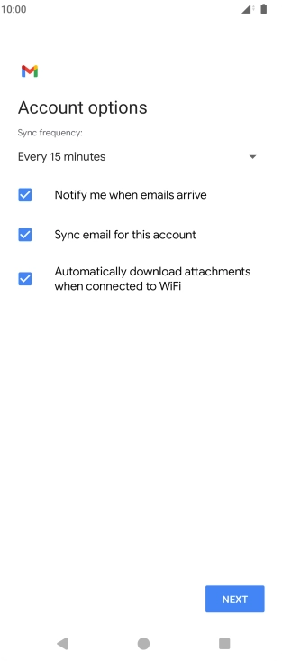 If this screen is displayed, you email account has been recognised and set up automatically. Follow the instructions on the screen to key in more information and finish setting up your phone.