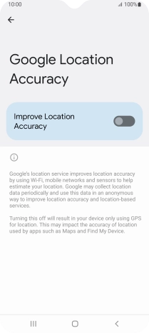 If you press the indicator next to 'Improve Location Accuracy' to turn on the function, your phone can find your exact position using the GPS satellites, the mobile network and nearby WiFi networks. Satellite-based GPS requires a clear view of the sky.