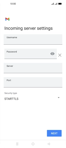 Press the field below 'Username' and key in the username for your email account.