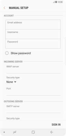 Press the field below 'Username' and key in the username for your email account.