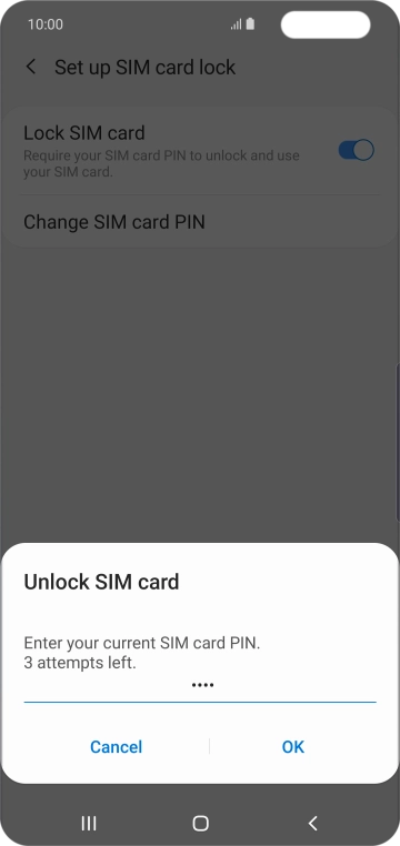 Key in your SIM PIN and press OK. The default SIM PIN is 0000.