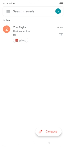 Press the email account icon.