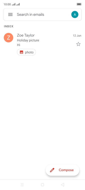 Press the email account icon.