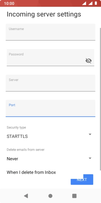 Press Never to keep emails on the server when you delete them on your phone.