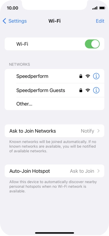 Press the required WiFi network and key in the password for the WiFi network.