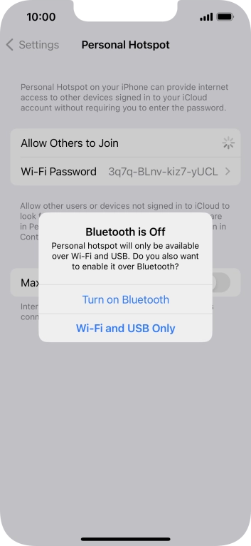 If WiFi is turned on, press Wi-Fi and USB Only.