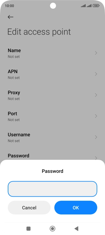 Key in p and press OK.