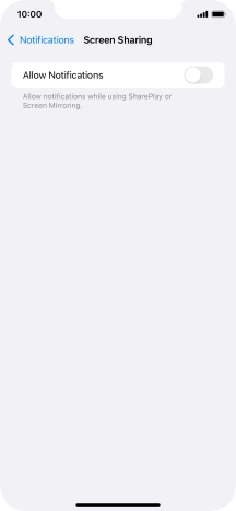 Press the indicator next to 'Allow Notifications' to turn the function on or off.