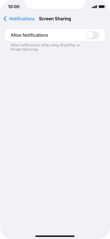 Press the indicator next to 'Allow Notifications' to turn the function on or off.