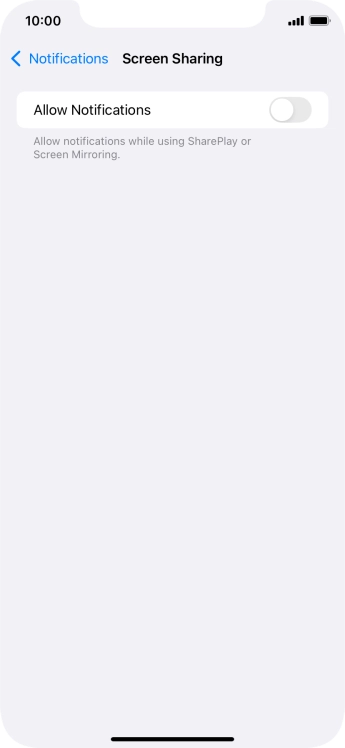Press the indicator next to 'Allow Notifications' to turn the function on or off.