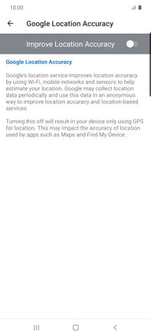 If you press the indicator next to 'Improve Location Accuracy' to turn on the function, your phone can find your exact position using the GPS satellites, the mobile network and nearby WiFi networks. Satellite-based GPS requires a clear view of the sky.