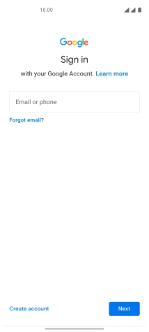 If you don't have a Google account, press Create account and follow the instructions on the screen to create an account.