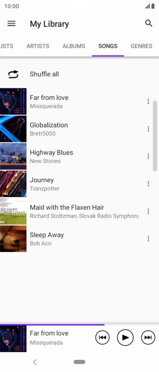 Press the required audio file.