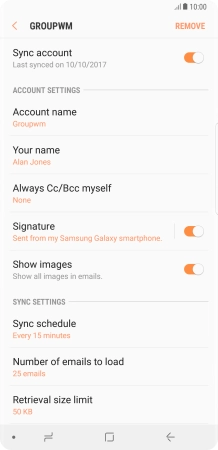 Press the indicator next to 'Sync account' to turn on the function.