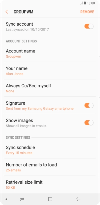 Press the indicator next to 'Sync account' to turn on the function.