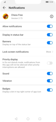 Press the indicator next to 'Allow notifications' to turn the function on or off.