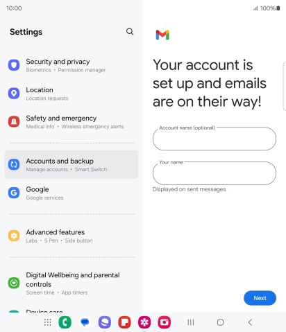 Press the field below 'Account name (optional)' and key in the required name.